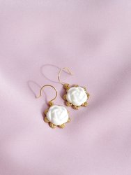 Mini Porcelain Rose With Gold-Filled Chain Earrings