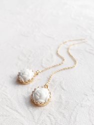 Mini Porcelain Rose With Gold-Filled Chain Earrings