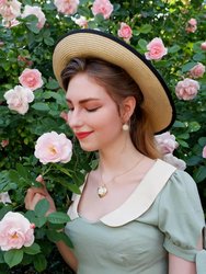 Mini Porcelain Rose With Gold-Filled Chain Earrings