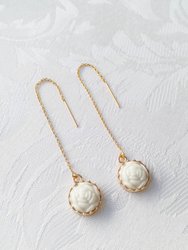 Mini Porcelain Rose With Gold-Filled Chain Earrings