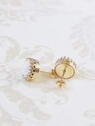 Mini Round Porcelain Rose Gold-Filled Stud Earrings