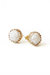 Mini Round Porcelain Rose Gold-Filled Stud Earrings - White/Gold