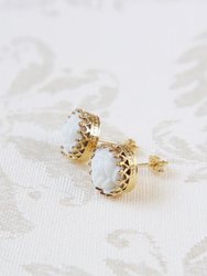 Mini Round Porcelain Rose Gold-Filled Stud Earrings