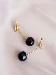 Porcelain Black Cherry Earrings