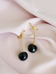 Porcelain Black Cherry Earrings