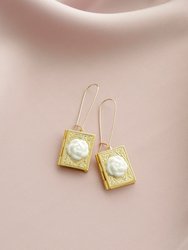 Porcelain Camellia Book Locket Earrings