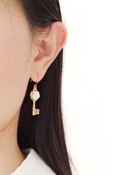 Porcelain Camellia Golden Key Earrings