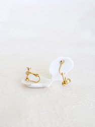 Porcelain Clam Shell Clip-On Earrings