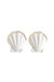 Porcelain Clam Shell Statement Stud Earrings - White/Gold