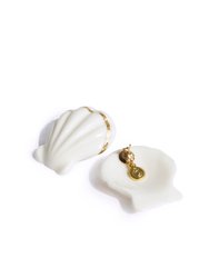 Porcelain Clam Shell Statement Stud Earrings