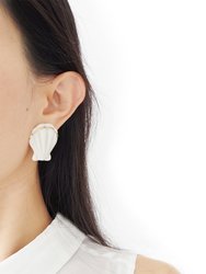 Porcelain Clam Shell Statement Stud Earrings