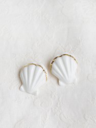 Porcelain Clam Shell Statement Stud Earrings