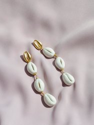 Porcelain Cowrie Shell Linear Earrings