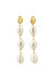 Porcelain Cowrie Shell Linear Earrings - White/Gold