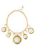 Porcelain Floral Lockets Statement Necklace - White/Gold