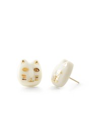 Porcelain Lucky Cat Stud Earrings