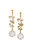 Porcelain Moonlight Rose And Triple Leaves Clip-On Earrings - White/Gold