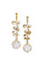 Porcelain Moonlight Rose And Triple Leaves Clip-On Earrings - White/Gold