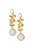 Porcelain Moonlight Rose And Triple Leaves Drop Earrings - White/Gold