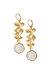 Porcelain Moonlight Rose And Triple Leaves Drop Earrings - White/Gold