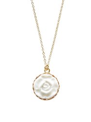 Porcelain Moonlight Rose Charm Gold-Filled Necklace - White/Gold
