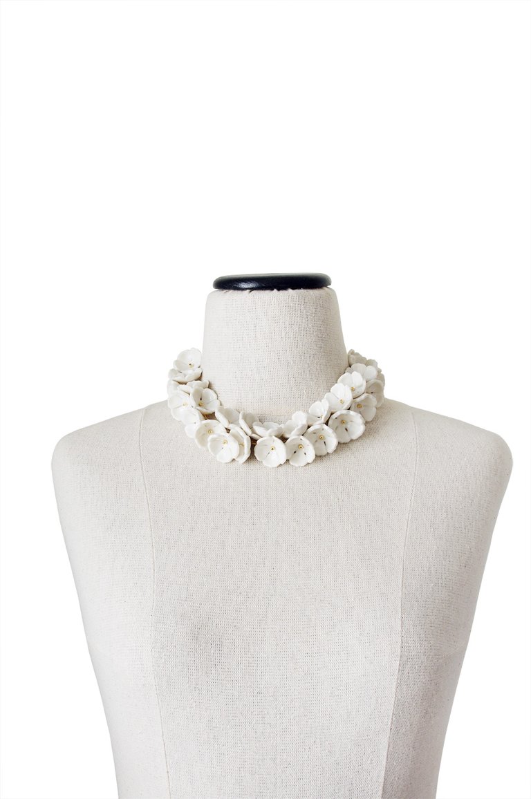 Porcelain Plum Blossom Cluster Necklace