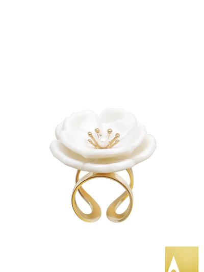 POPORCELAIN Porcelain Plum Blossom Statement Ring product