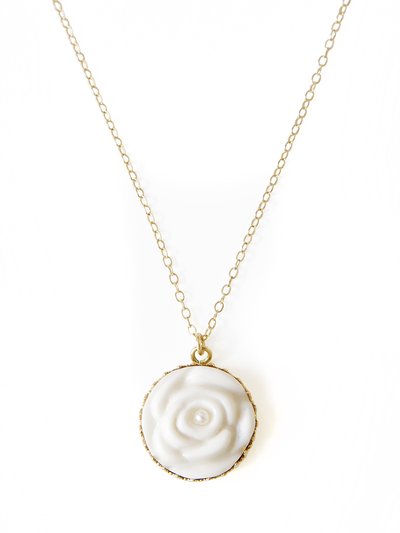 POPORCELAIN Porcelain Rose With Pearl Gold-Filled Necklace product