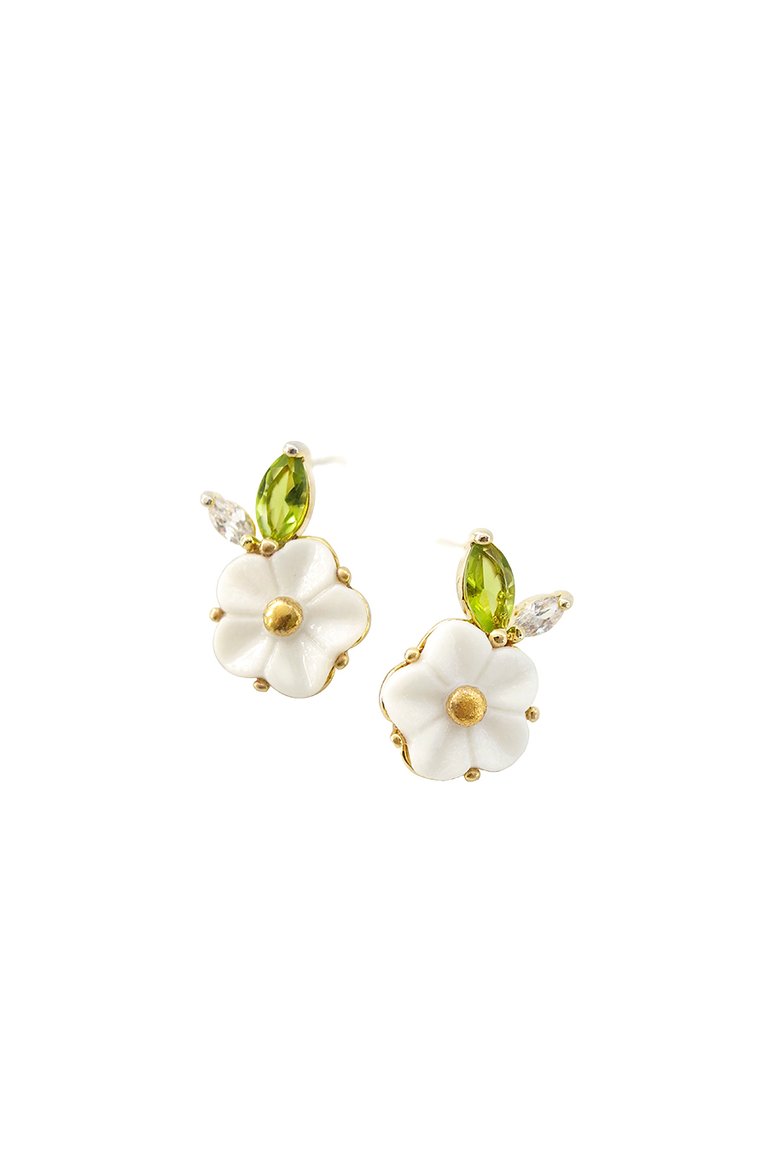 Porcelain Strawberry Flower Stud Earrings