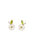 Porcelain Strawberry Flower Stud Earrings - White/Gold/Green