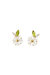 Porcelain Strawberry Flower Stud Earrings - White/Gold/Green