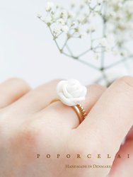 White Cloud Porcelain Rose Ring