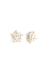 White Cloud Porcelain Rose Stud Earrings