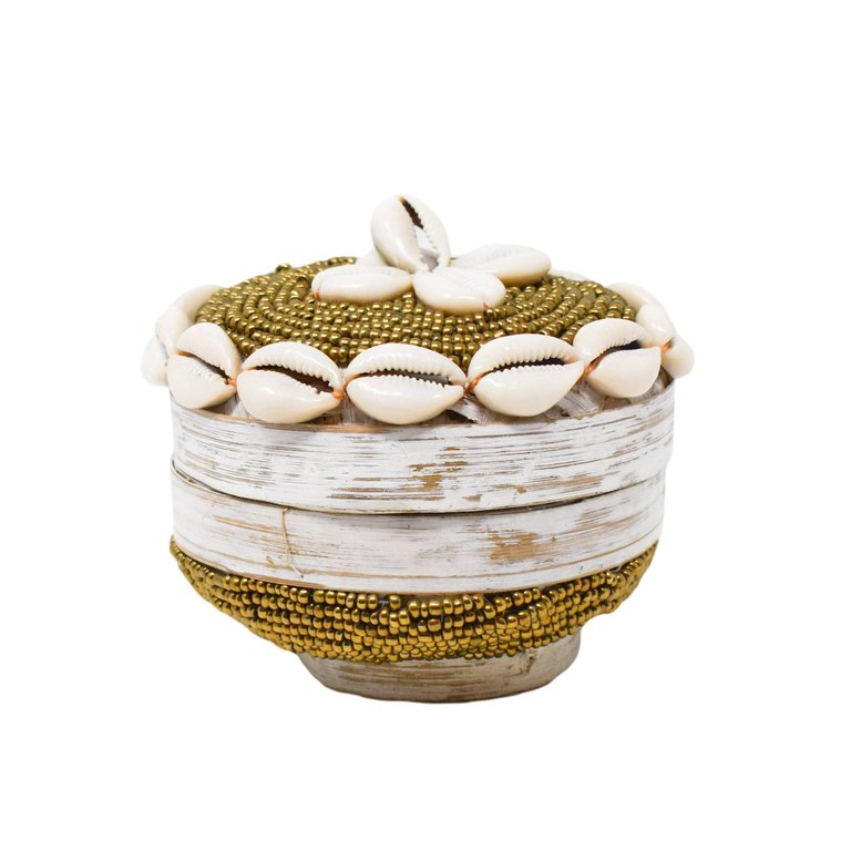 Gili Shell Bowl with Lid - Gold - Gold