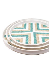 Riviera Tray Set (of 3) - Aqua/Natural/White