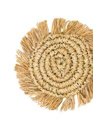 STRAW FRINGE COASTER SET (Set of 6) - POPPY + SAGE