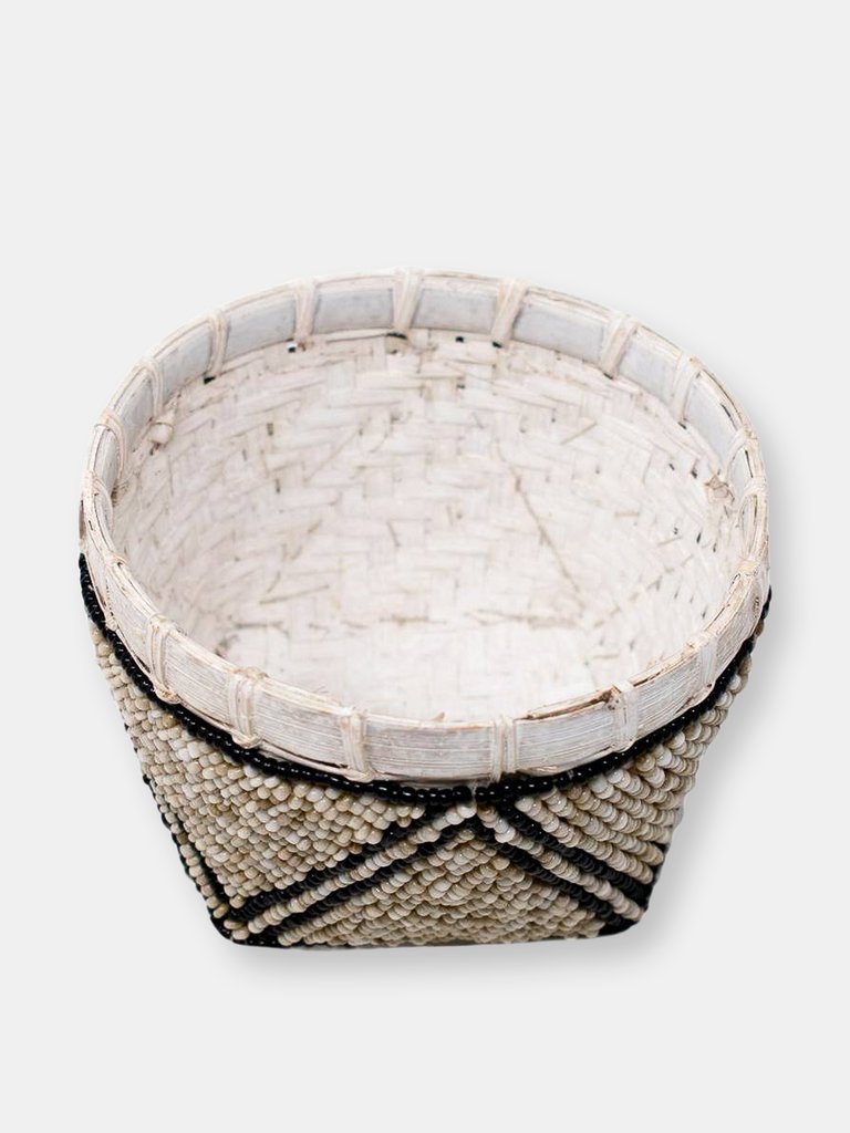 Bamboo Beaded Trinket Basket