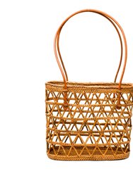 Caroline Rattan Tote Bag - Brown