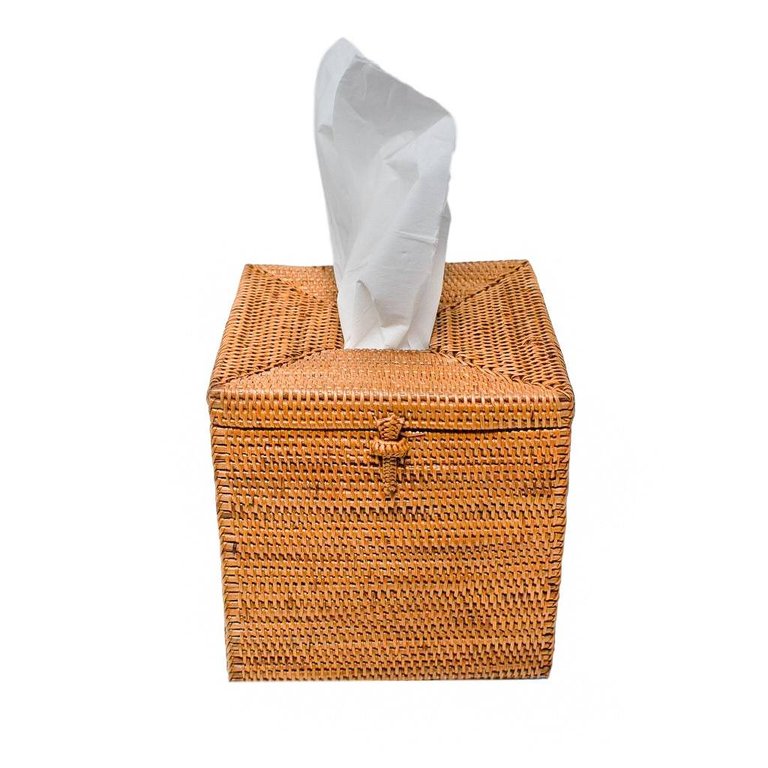 Honey Rattan Tissue Box - Natural Honey