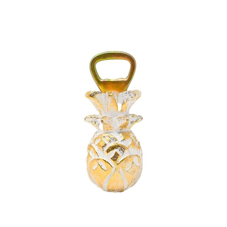 Pineapple Bottle Opener - White/Gold