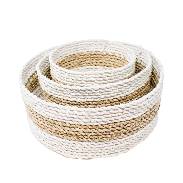 Tybee Island Basket Set - White and Natural