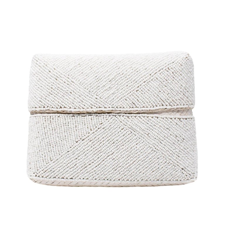 Zoe Beaded Clutch - All White