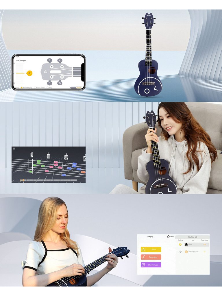 Populele Q2 Smart Ukulele Emoji Edition Guitar