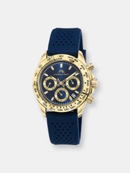Alexis Sport Women's Gold Tone and Blue Silicone Strap Watch - Blue