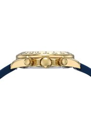 Alexis Sport Women's Gold Tone and Blue Silicone Strap Watch