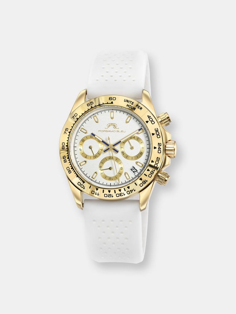 Alexis Sport Women's Gold Tone and White Silicone Strap Watch - White