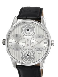 Benedict Men's Two movement Silver and Black Watch, 1161ABEL - Silver