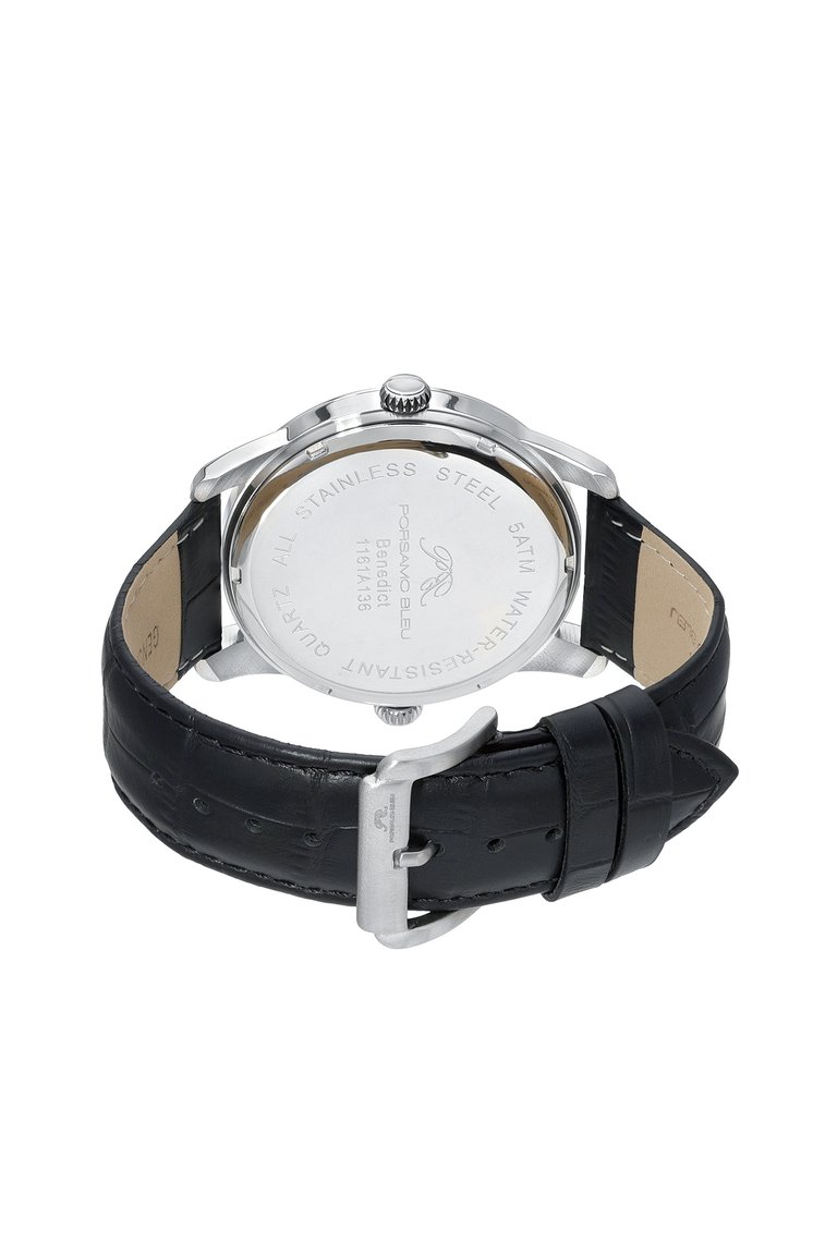 Benedict Men's Two movement Silver and Black Watch, 1161ABEL