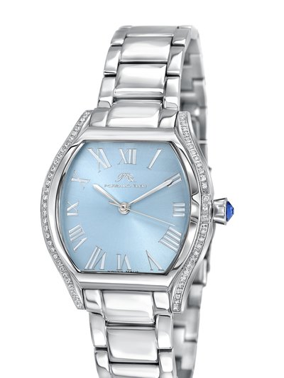 Porsamo Bleu Celine Women's Tonneau Watch, Silver and Blue, 1002CCES product