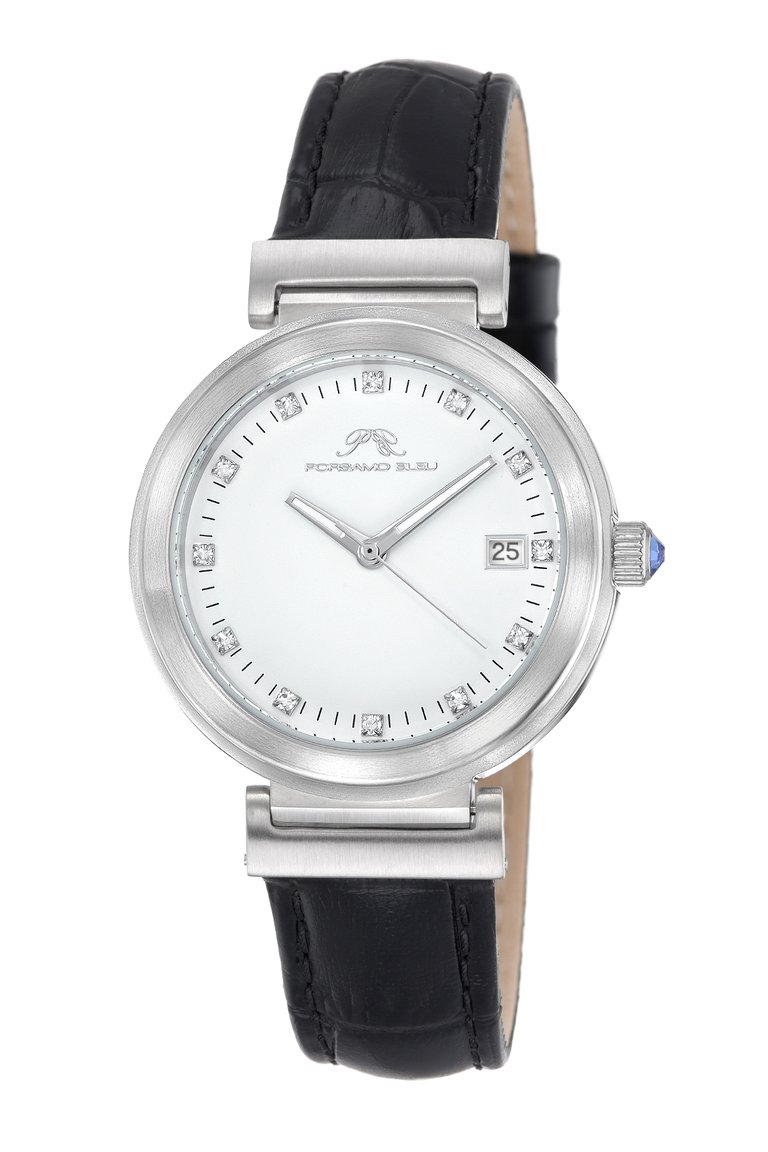 Dahlia Women's Black Leather Watch, 1051ADAL - Black